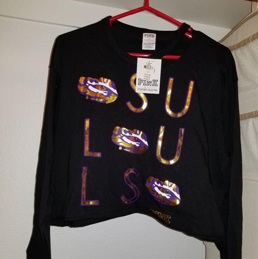 Victoria's Secret Pink LSU cropped top, sz large